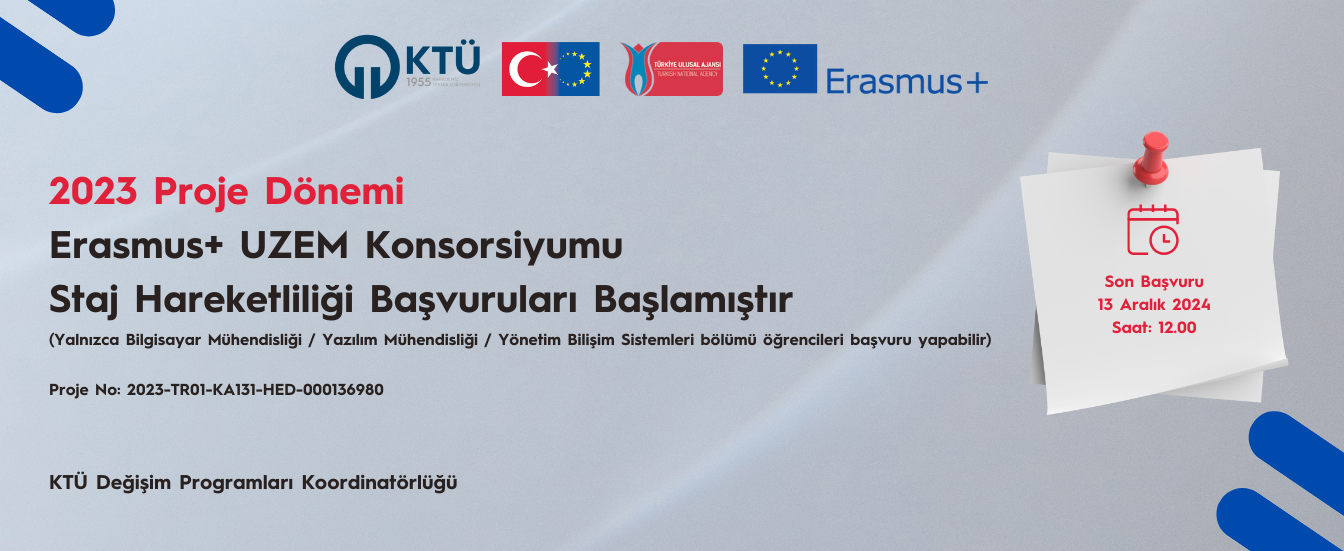 Erasmus+ UZEM Konsorsiyumu 2023 projesi staj başvuruları